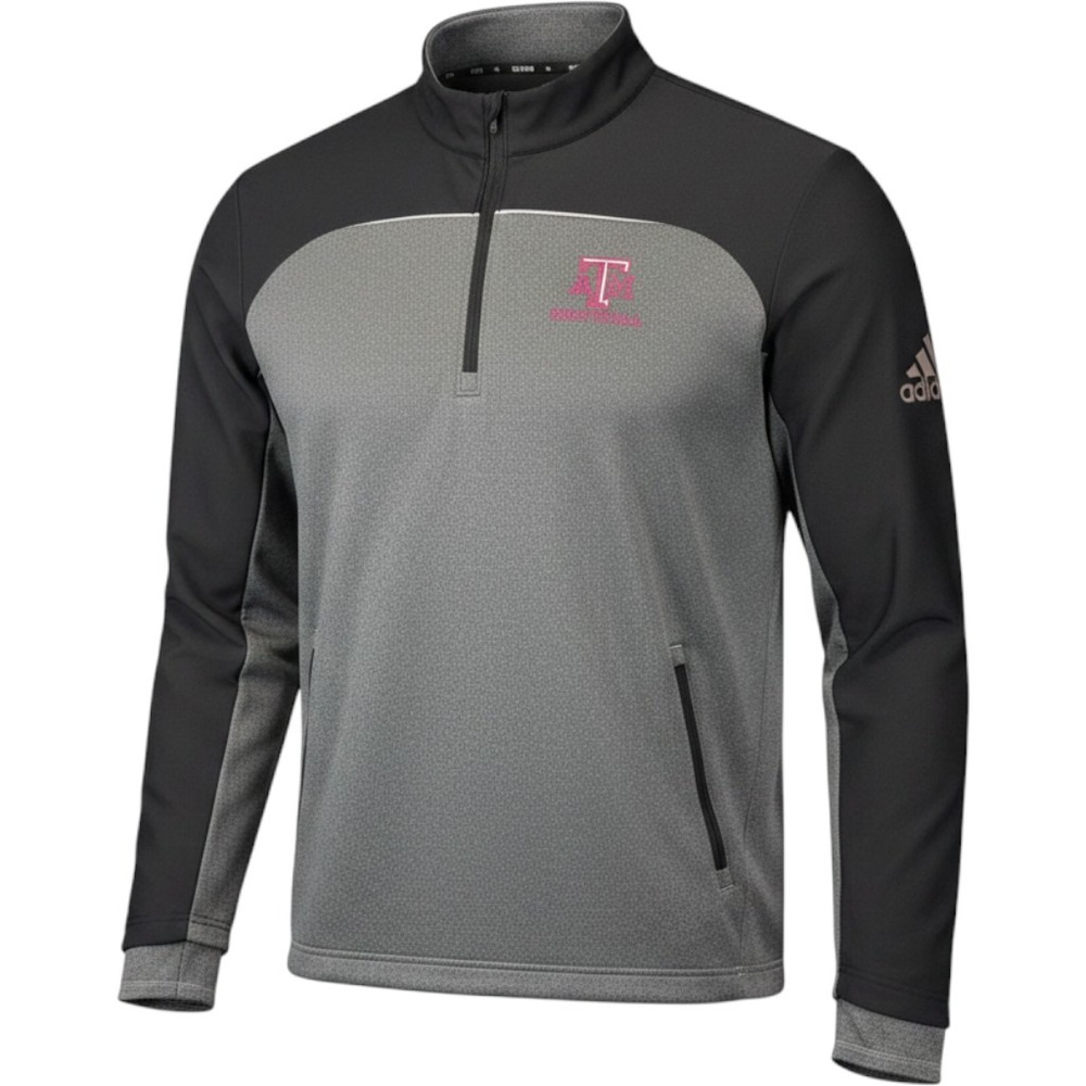 Adidas Golf Texas A&M Basketball 1/4 Zip Pullover Mens XL Black Grey RN88387